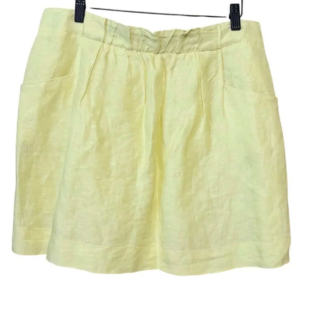 J.Crew Yellow Linen Silk Mini Skirt Sz 8 Lightweight Summer Pocket Skirt resort